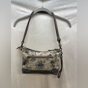 Myra Bag Floral Canvas Shoulder Bag - Brown and Cream